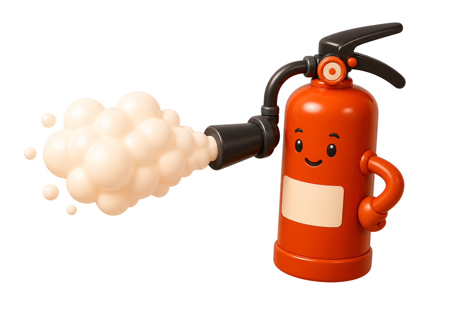 Illustration: Ein Feuerlöscher löscht ein Feuer – wir setzen dort an, wo es wirklich brennt.